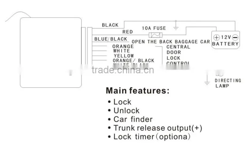 Mid-east, Vietnam popular basic car central lock keyless entry system with trunk release output