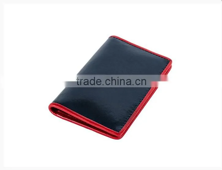 Top quality bifold simple design slim genuine leather card holder