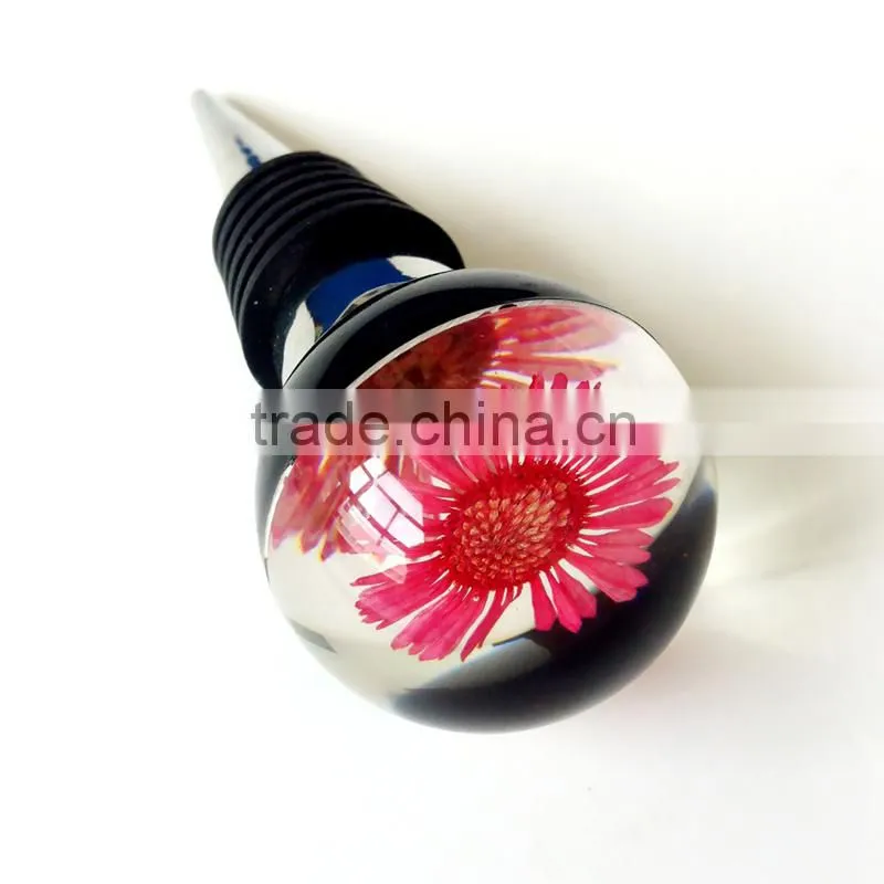 Hot selling 2016 Flower Resin Crystal Wine Bottle Stopper supplier