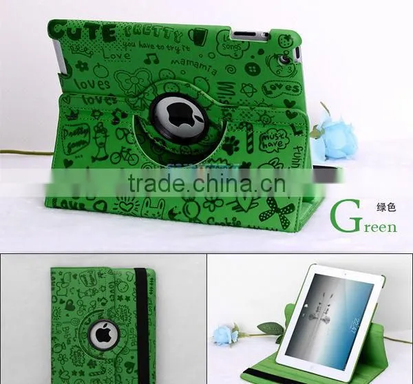 360 degree rotate for ipad case, for ipad 4 case with stand