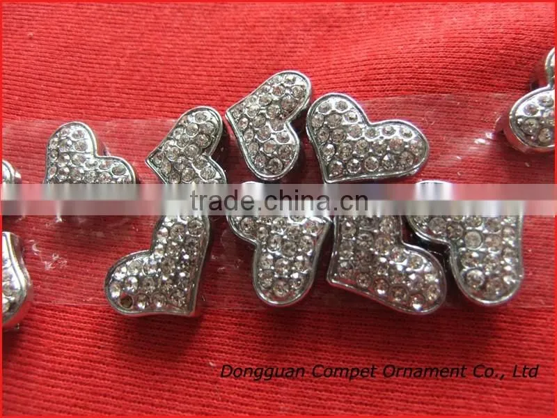 Produce slide diamond hearts Wholesale diamond letter 10 mm full rhinestone heart charm