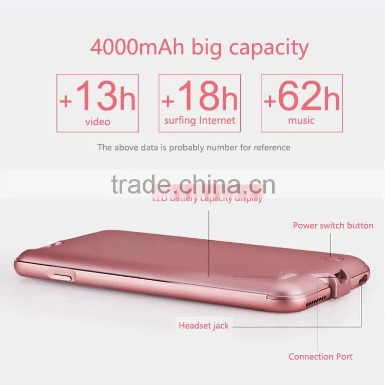 2016 Hot Selling super slim External Battery Charger battery jacket case for iPhone 6
