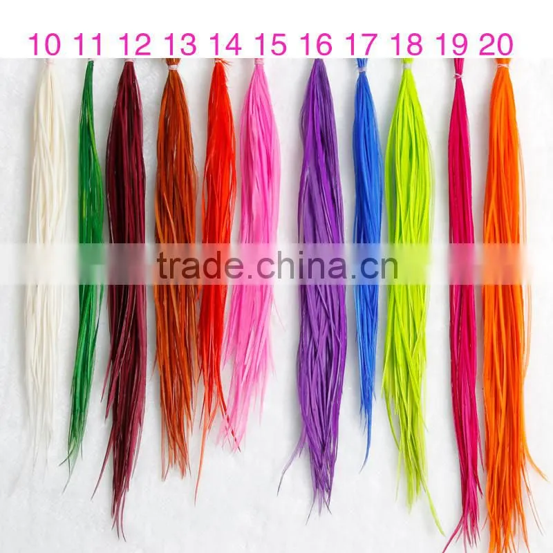 2015 New Arrival Factory Price real rooster feather hair extensions pure color feathershair extension