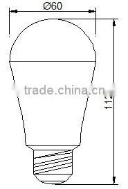A60 SMD bulb 7W bulb Alu housing with PC cover high brightness