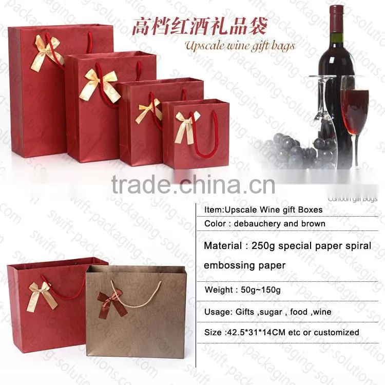 2015 hot sale Recycled Brown/white/Red Grocery Kraft Paper Bag