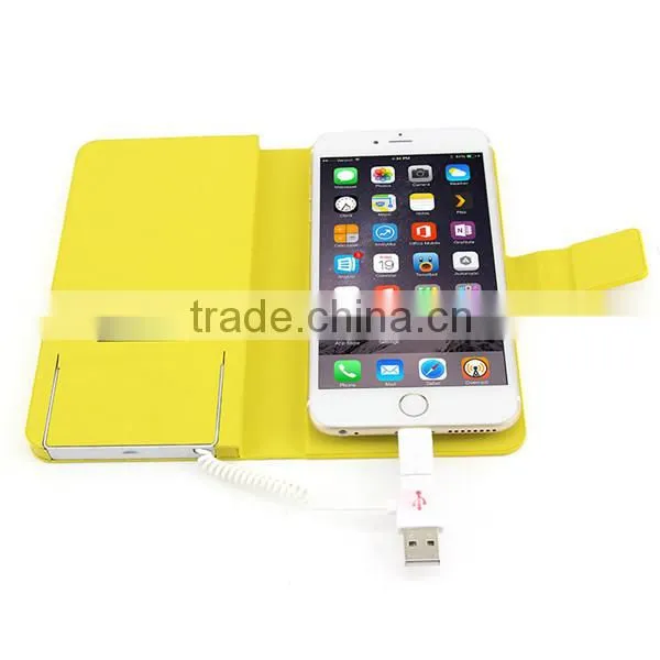 2500mAh backup battery charger leather case cover power bank for smartphone