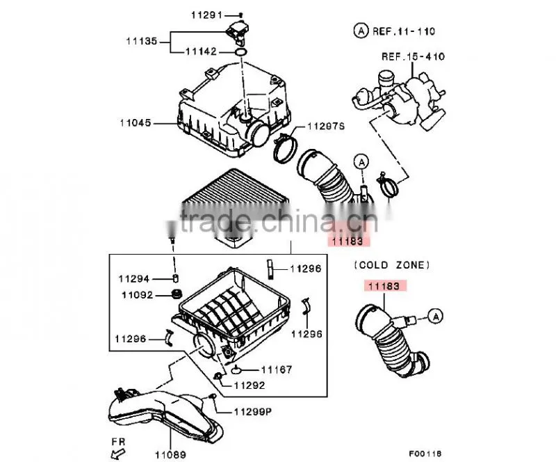 Air Cleaner To T/C Duct For Mitsubishi Triton L200 Sport KA4T KG4W 1505A376
