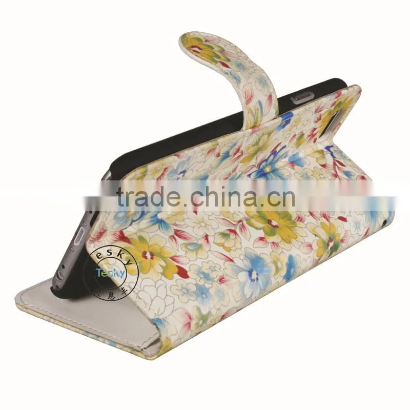 high quality wallet case for iPhone6,for iPhone6 flower case