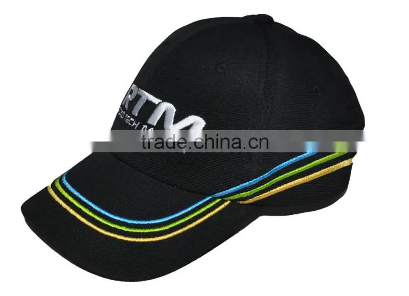 Hot!!! High Quality Durable Embroidery Outdoor Sport Curve Custom promotional Black Colour Cotten-dacron textile Baseball Hat
