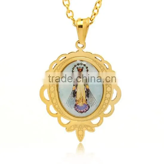Virgen De Guadalupe Stainless Steel Gold Jewelry Rosary Center Pieces Dongguan Factory Wholesale