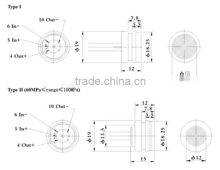 19mm Stainless steel Piezoresistive Silicon Pressure Sensor