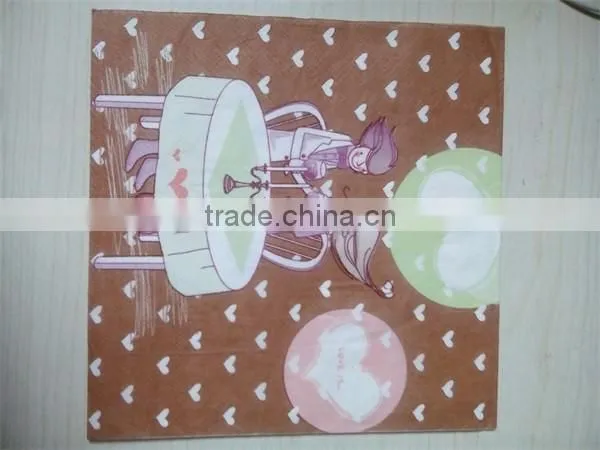 Cocktail Party Products Cheap Colorful Virgin Pulp Printing 1/4 Fold Serviettes Paper Napkin