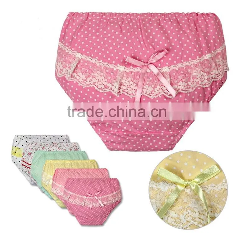 Fancy lace girl children cotton printed breif panty underwear
