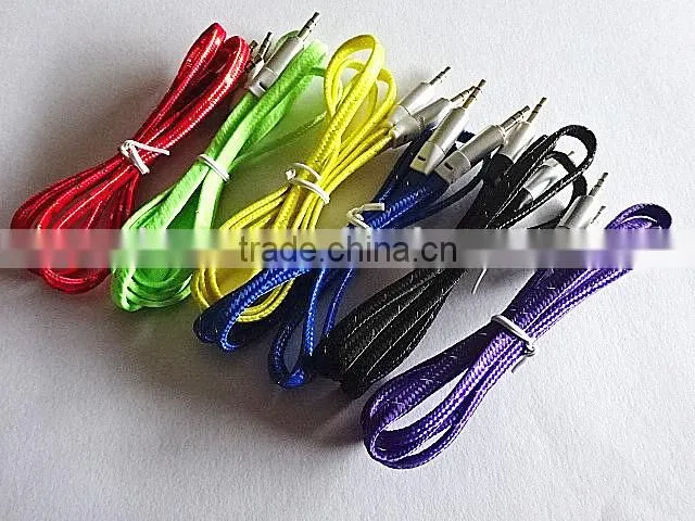 wholesales DC3.5mm flat braid metal audio cable