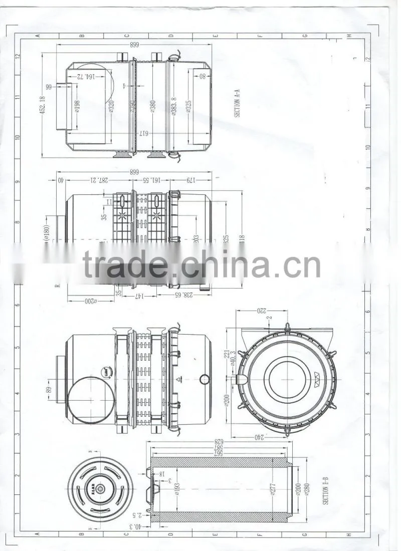 air filter housing for rotary screw air compressor filter cover casing