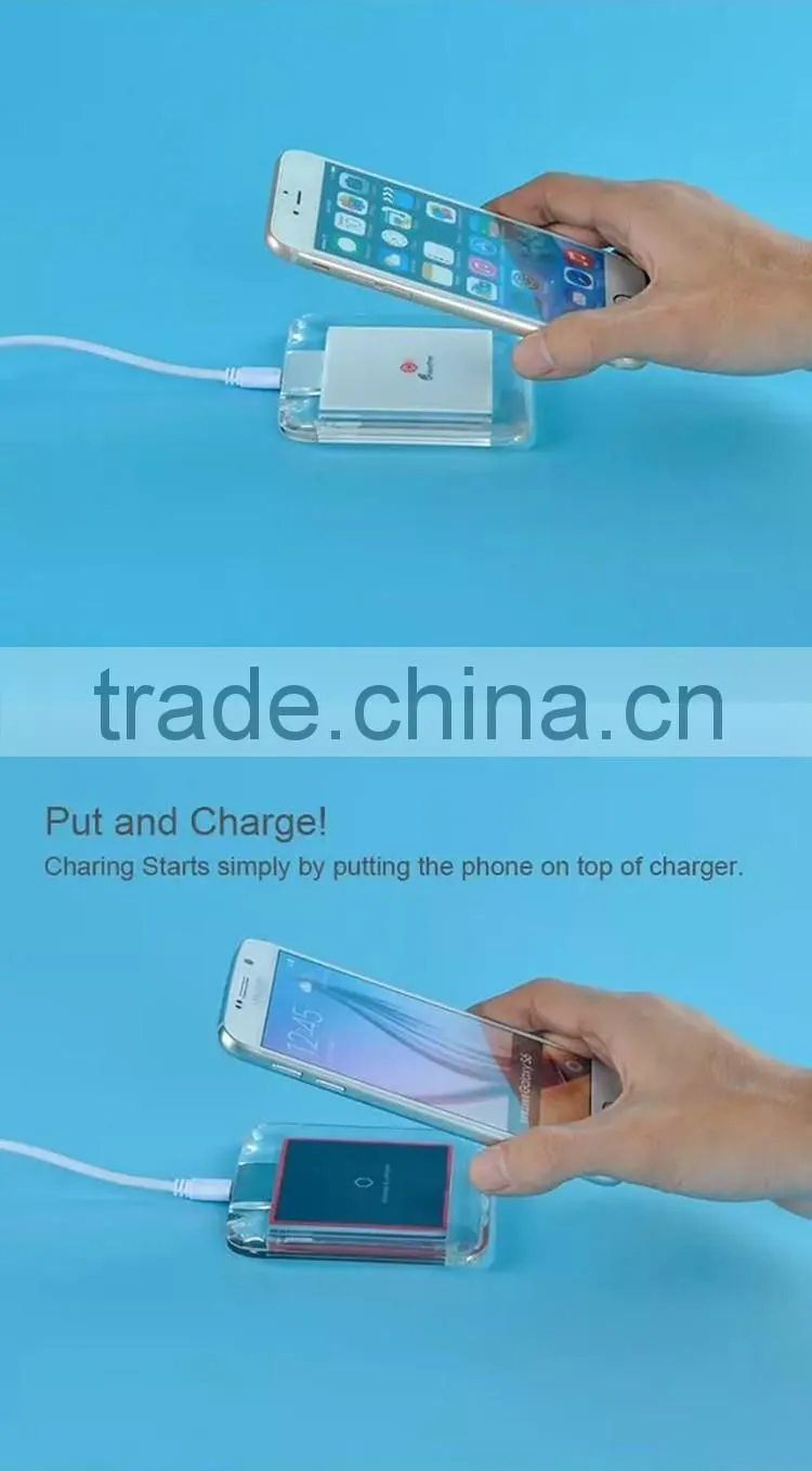 Transparent lighting QI univeral charger wireless phone charger for iPhone 6