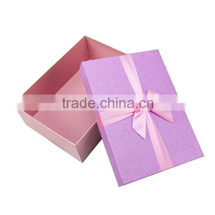 Fashion design paper gift box with lid/ribbon/bowknot elegant gift box