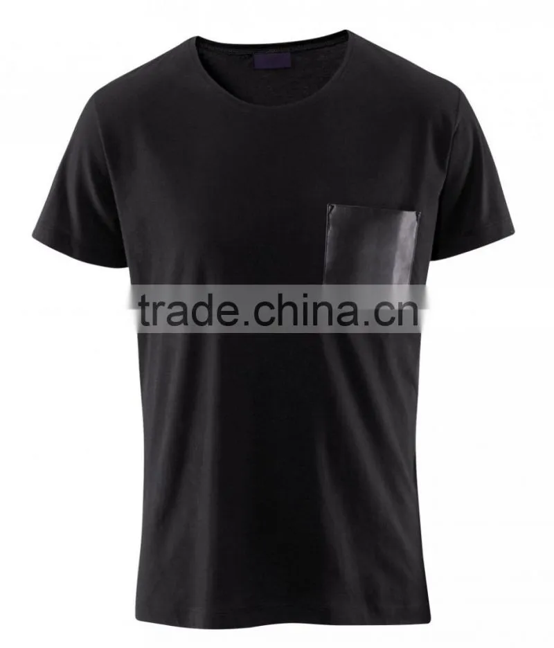 Custom print t shirt with leather sleeve