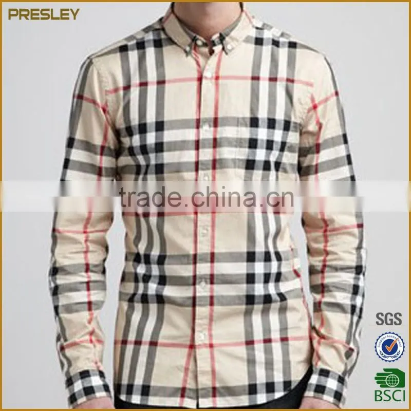 Wholesale fashion long sleeve designer check plaid button down shirts for men