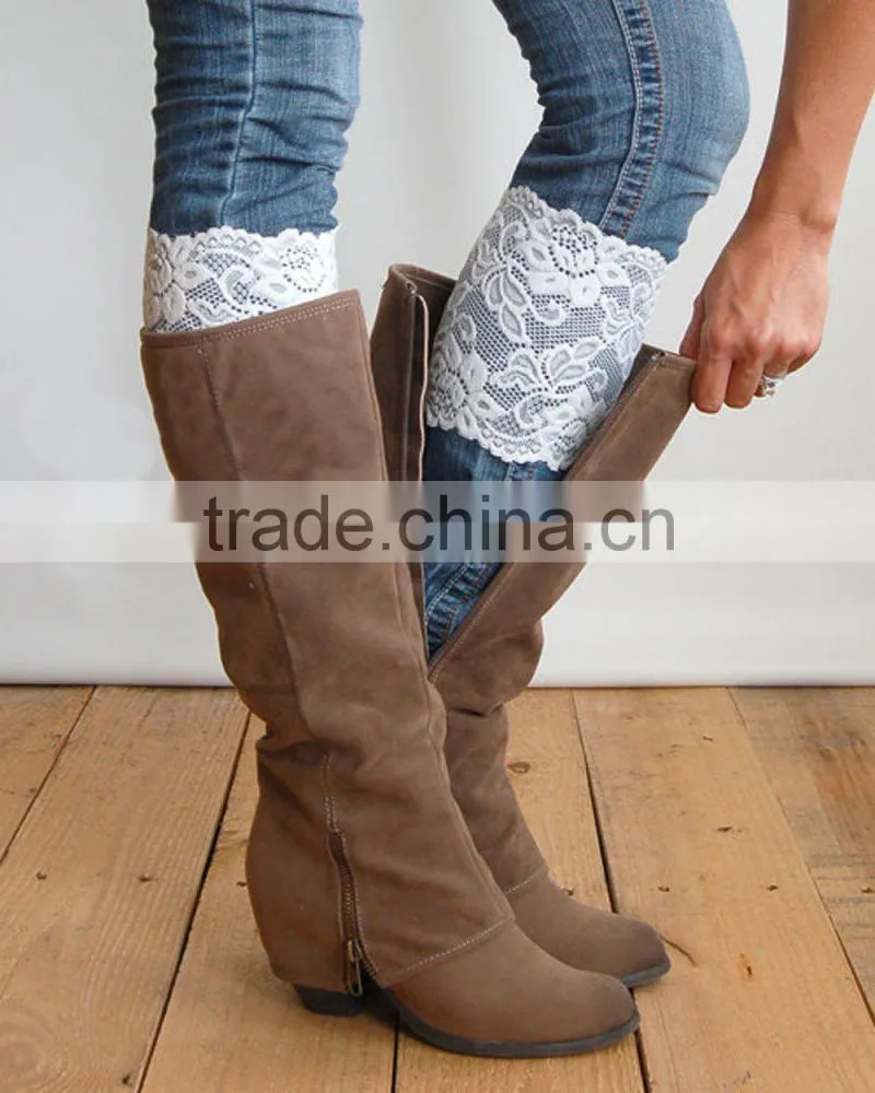 Wholesale Women Lace Leg Warmers Elastic Lace Boot Socks Flower Design Lace Boot Toppers