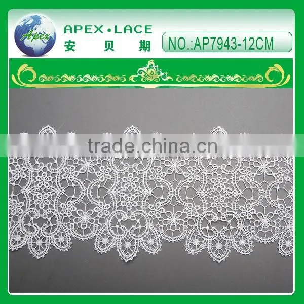 Embroidery polyester lace trim with scallop on both side AP7942