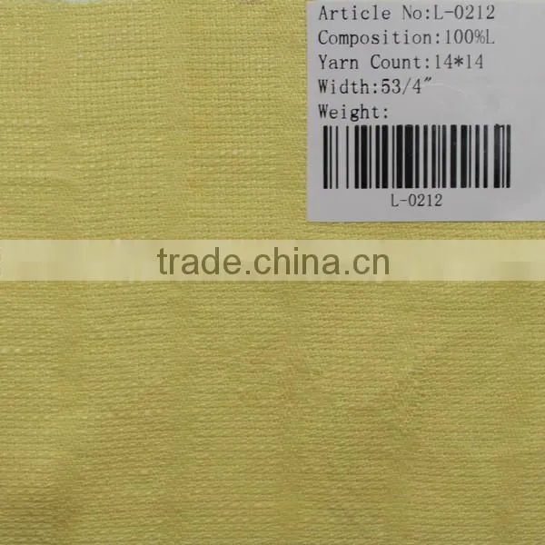14*14 100% linen yellow dobby stripe plain dyed fabric