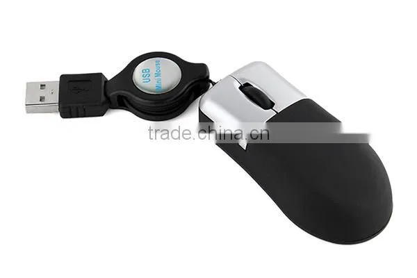 wired retractable cable mini optical mouse