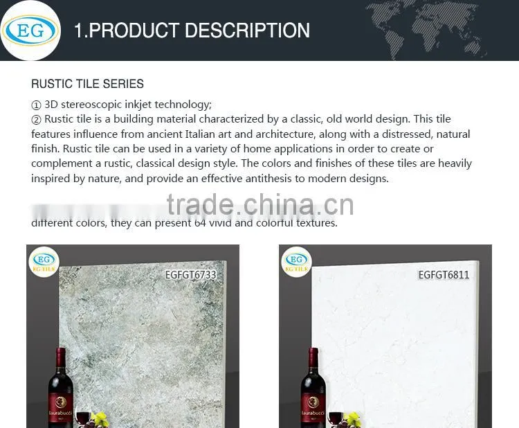 Wear resistant metallic glazed imitation european style gloosy floor tiles