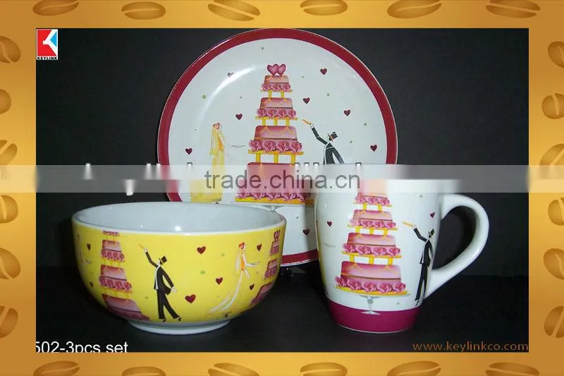 high quality 3pcs porcelain breakfast set