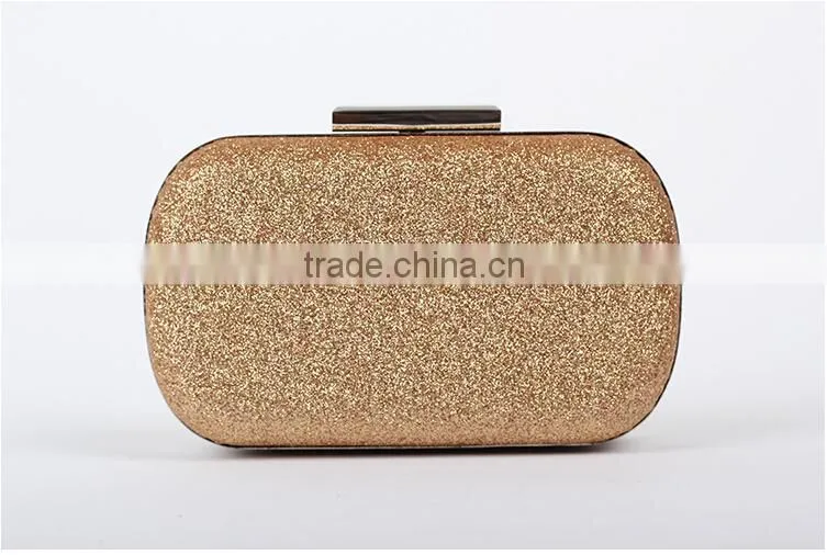 2016 summer new style pu leather and sequin box clutch bag lady shoulder bag/wedding evening bag