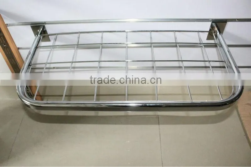 Supermarket metal slatwall mesh display shelf