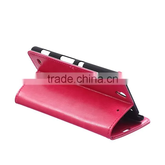 Wholesale Flip Cover Leather Case For Sony C4,For Sony C4 Book Cover Stand Case