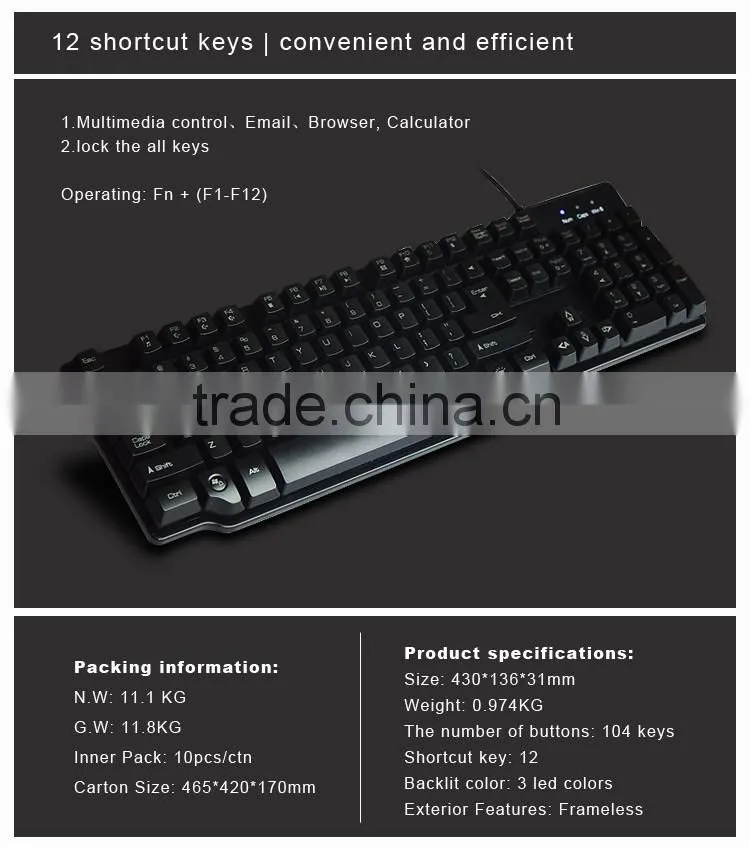 Adjustable backlit gaming keyboard_professional half mechanical keyboard