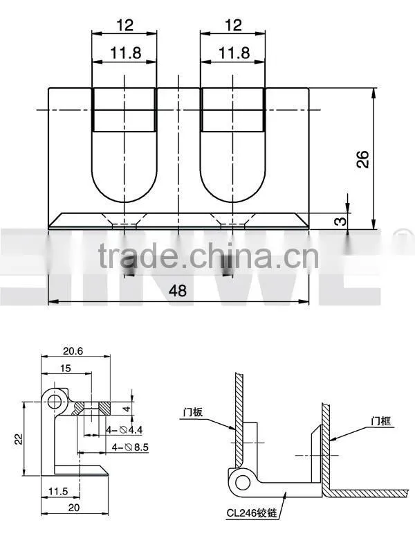 zinc alloy cabinet door hinge for electrical panel