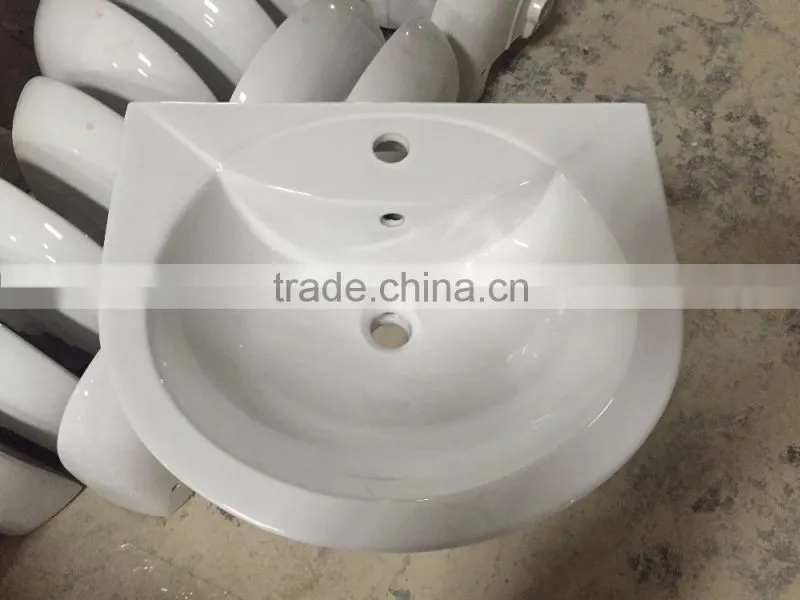 sanitary ware art basin ceramic basin with pedestal single hole wash basin cheap bathroom basin P001