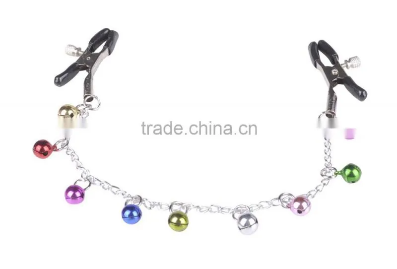 nipple clamp black with copper bell iron link chain