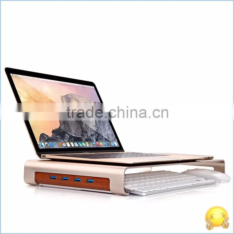 Aluminum laptop stand holder for Apple Macbook notebook computer stand Aluminum Monitor Stand with USB3.0 HUB