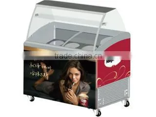all Kinds Curved Double Door Ice Cream Showcase Freezer