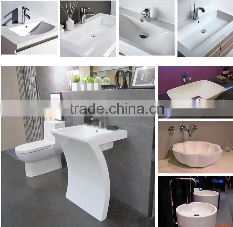 Solid Surface Table Top Man-made Stone Pedestal Basin, artificial stone Freestanding wash basin