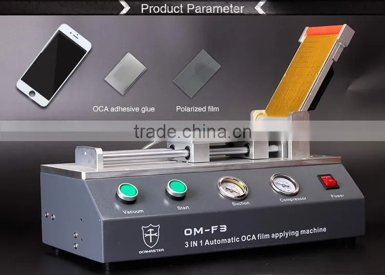 OCAmaster Universal 3 in 1 OCA Film Laminating Machine OM-F3 For LCD Refurbishing With Built-in Compressor & Vacuum Pump