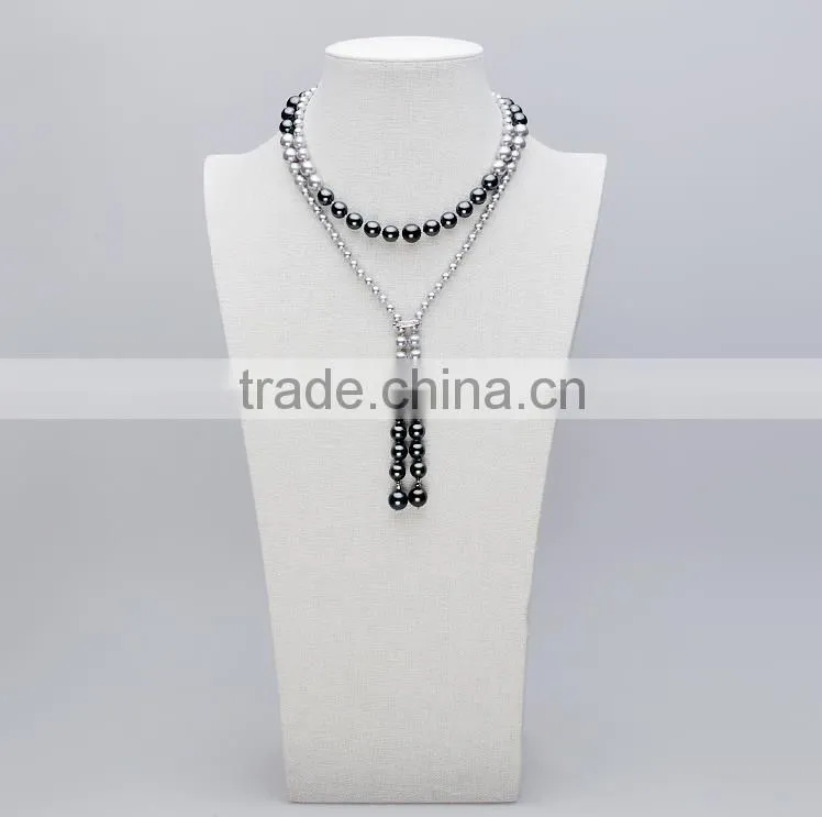 2016 latest design AAAA top quality shell pearl beads sweater chain jewelry necklace
