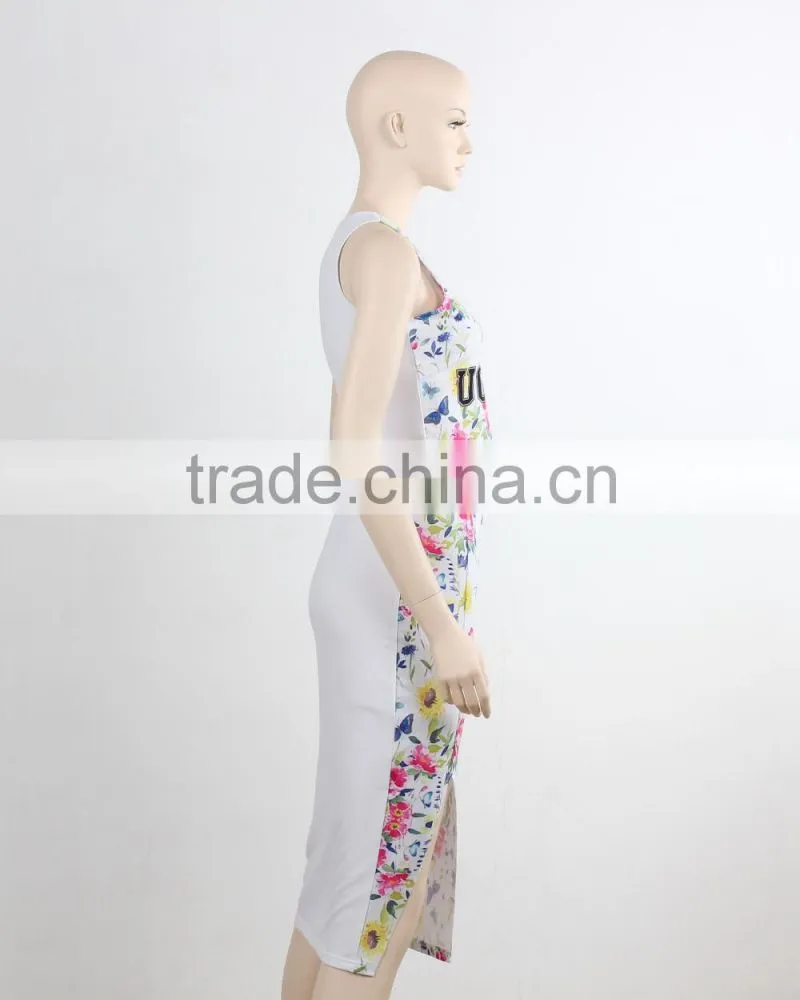 Custom design fashion two piece bodycon dress 2016 gril women dress new fashion pint good quality