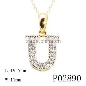 Wholesale New Custom Design Letter Charms Silver Alphabet Pendant Necklace