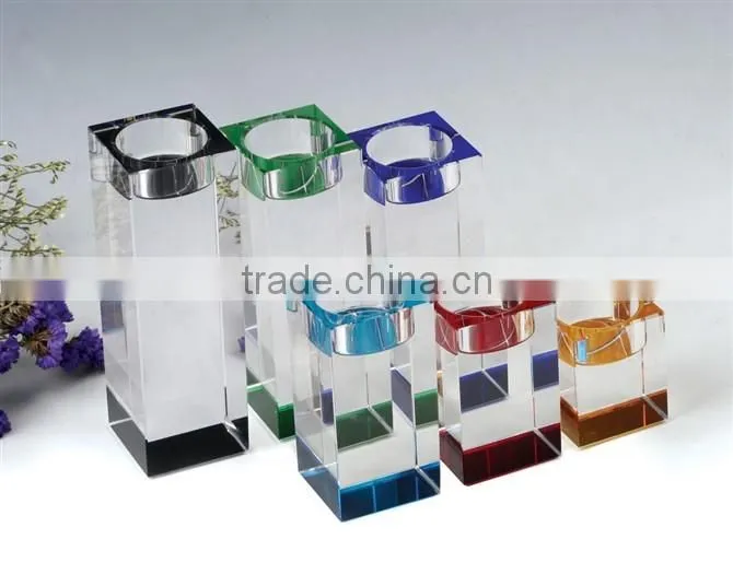 2016 hot sale crystal cube candle holder for home decor