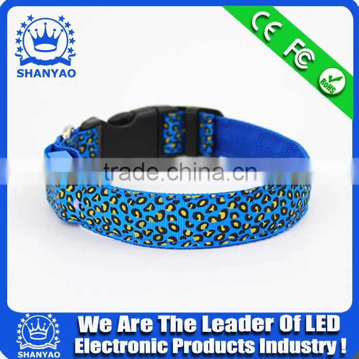 2015 Hot Selling Christmas LED Electronic Dog Collar With Leopard