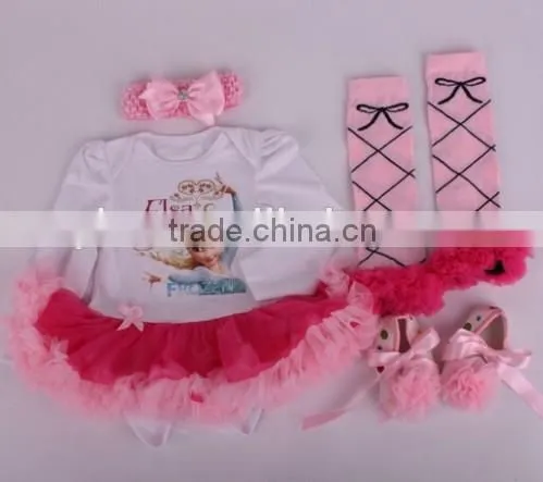 Children Frocks Flower Tutu Dress Cotton Long Sleeves Flower Tutu Dress
