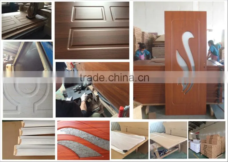 PVC veneer MDF carved Solid Wooden Door