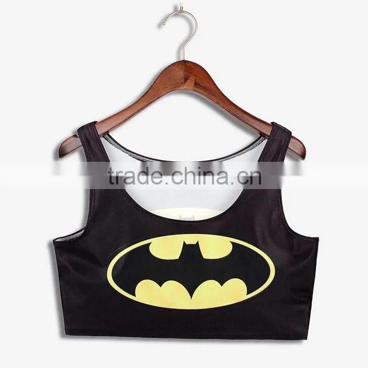Polyester Women Vest OEM Order Cartoon Print Crop Tops N7-16