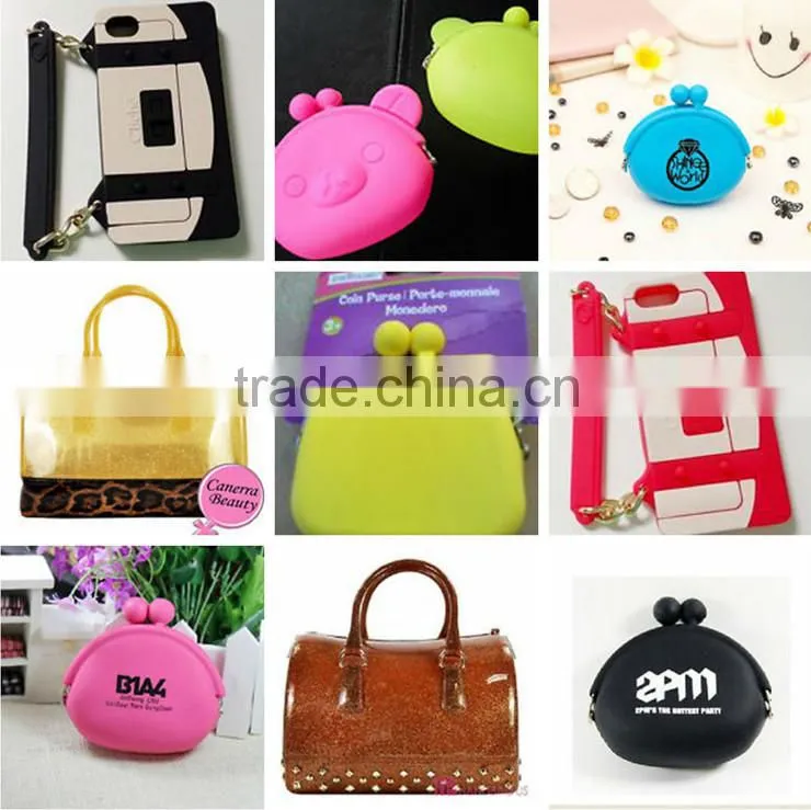 Fashion lady stylish GLITTER silicone jelly candy color bag