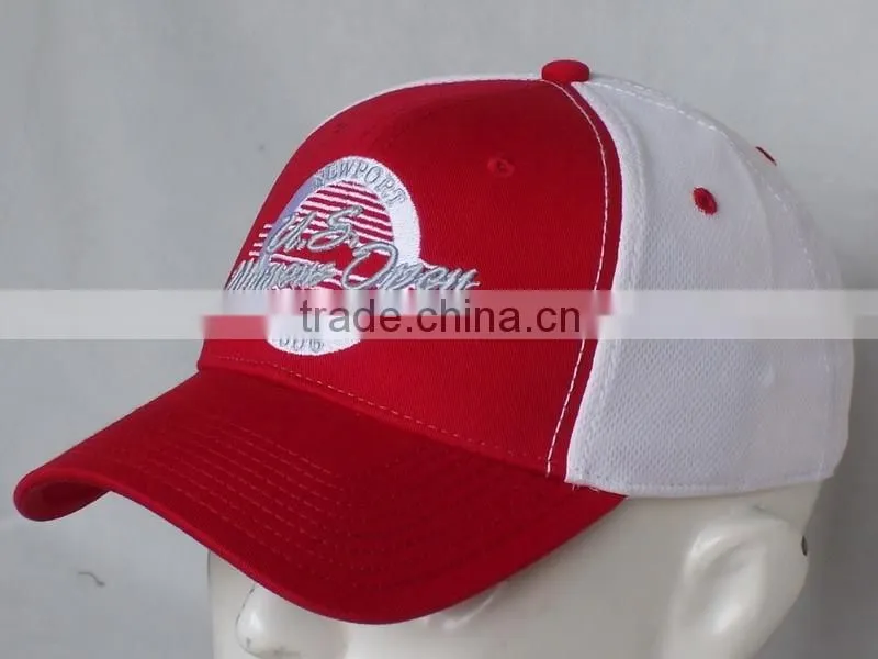 spandex cotton and mesh flex fitted cap with embroidery